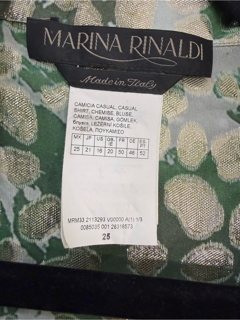 Marina Rinaldi Green Patterned Long-Sleeve Blouse with Removable Scarf - Picture 5 of 10